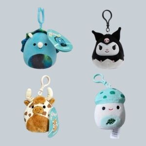 NEW Squishmallows Clip-On Bundle - Vilmos, Kuromi, Alonzo & Sydney